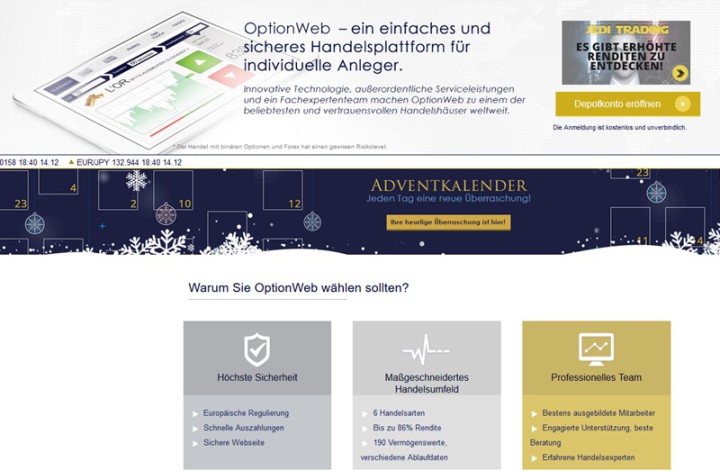 OptionWeb Überblick für Trader