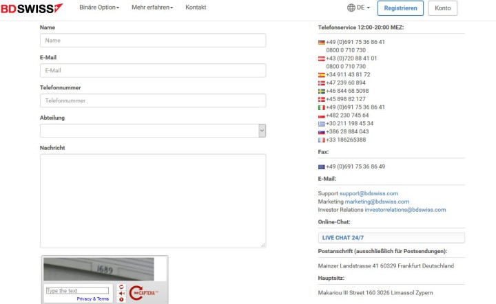 Kein Betrug: Solider BDSwiss Support.