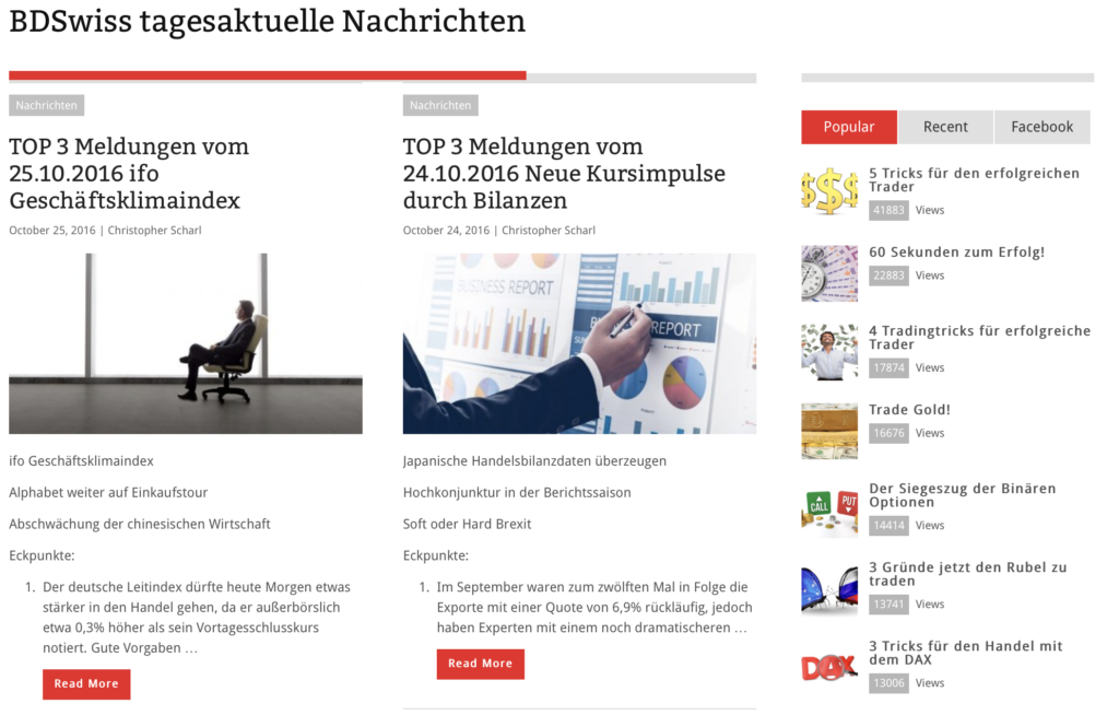 BDSwiss Wirtschaftsnachrichten