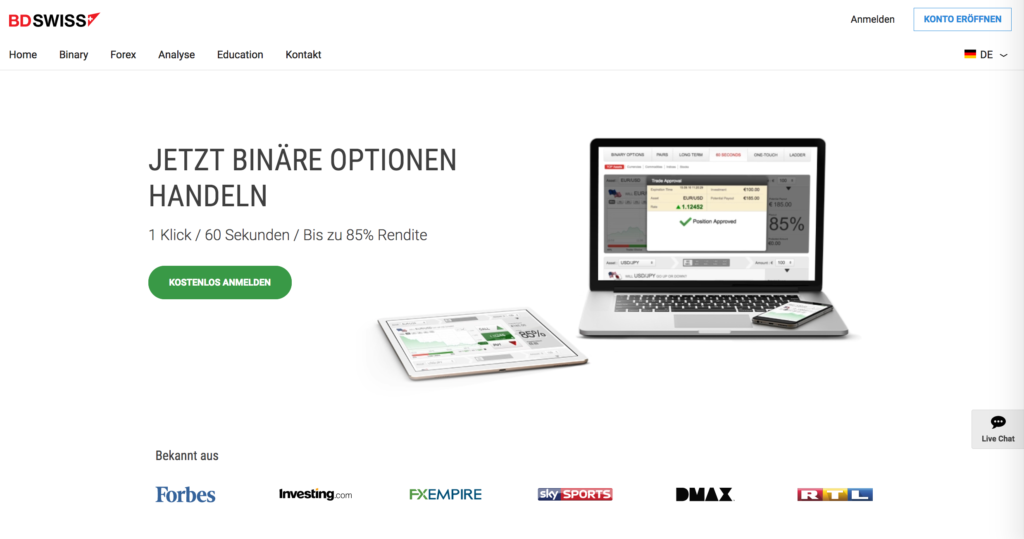 BDSwiss Startseite