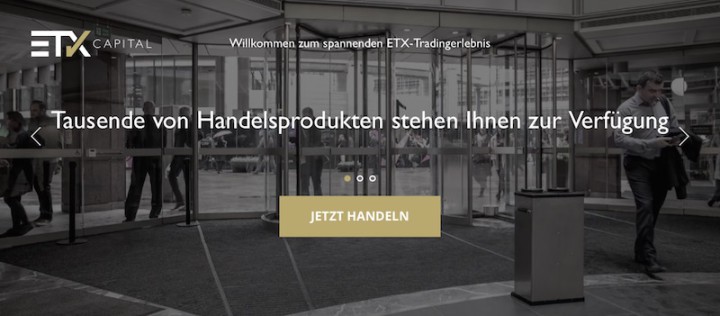 Die Homepage von ETX Capital