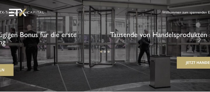 Die Homepage von ETX Capital