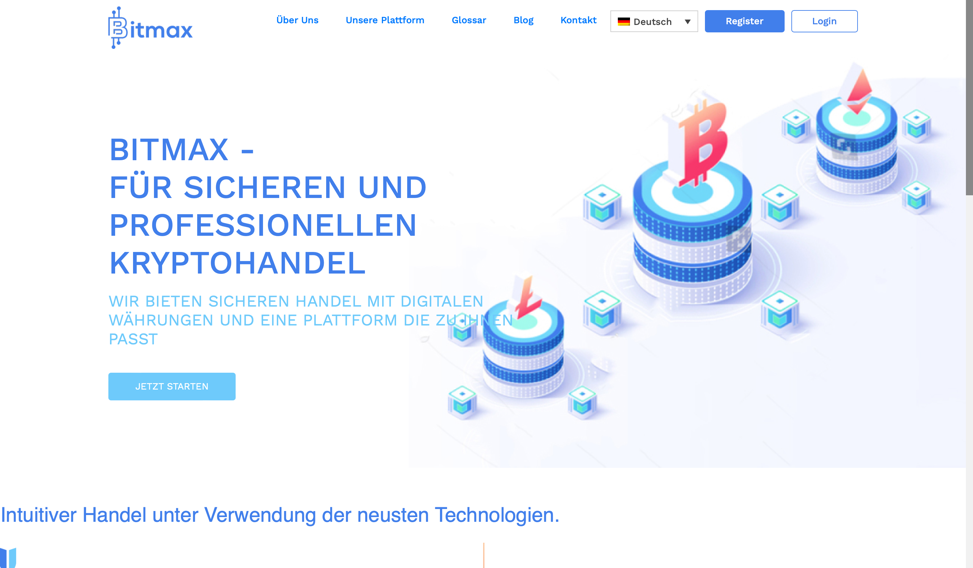 Die offizielle Homepage des Brokers Bitmax