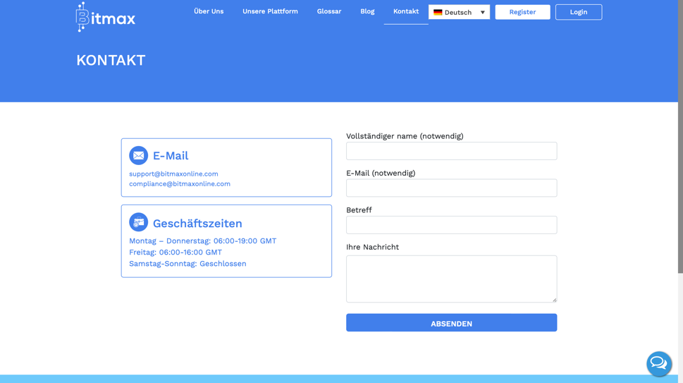 Die Kontaktmöglichkeiten von Bitmax